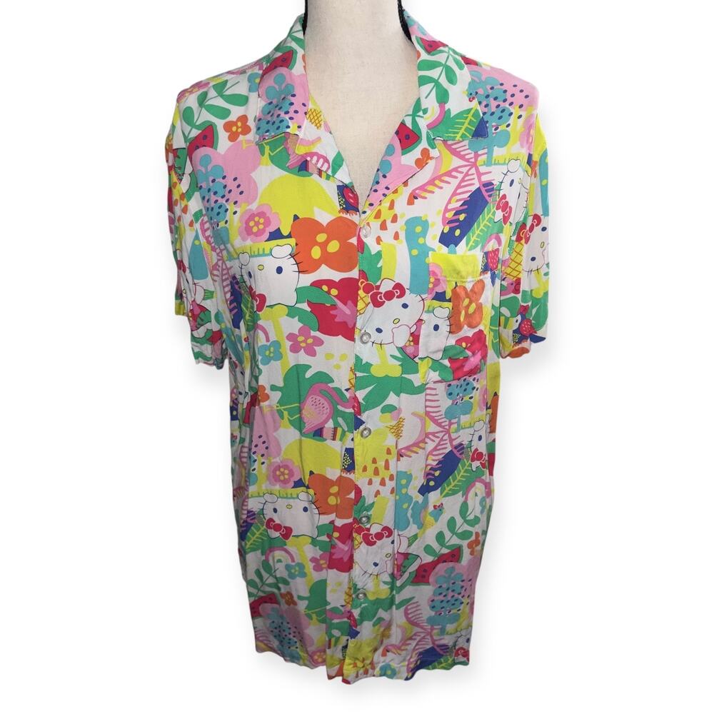 Hawaiian Hello Kitty Button Up Shirt